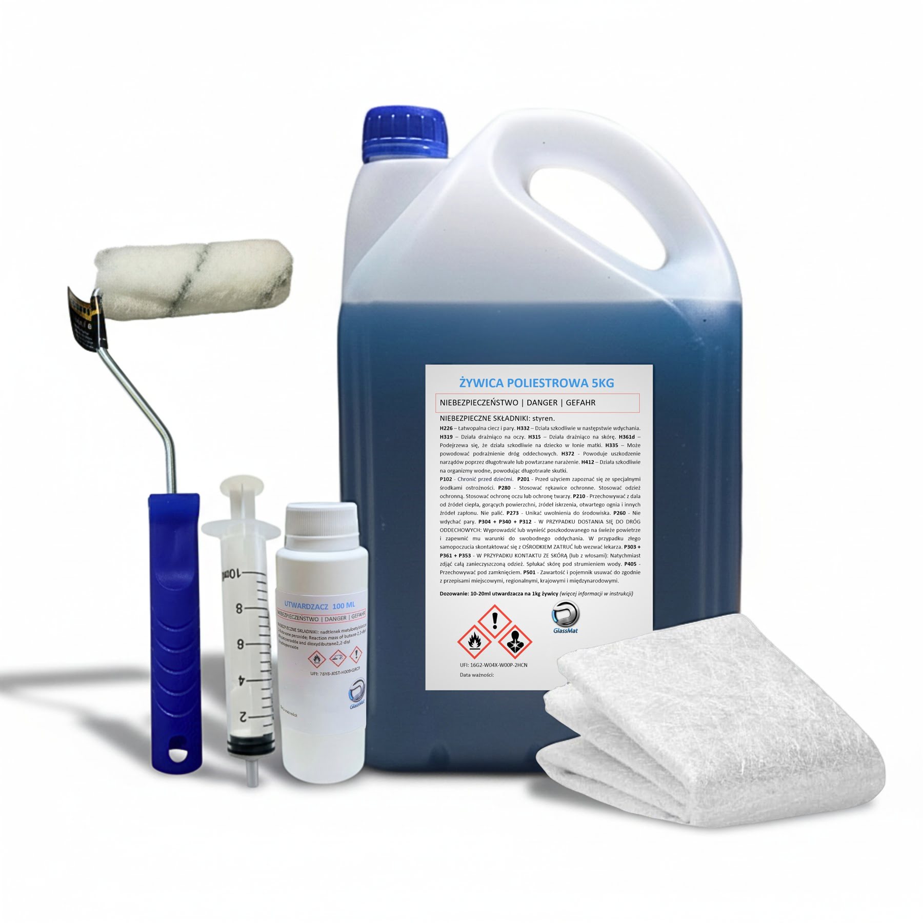 Zestaw 5kg żywicy i 5m2 maty szklanej 450 g/m² + wałek